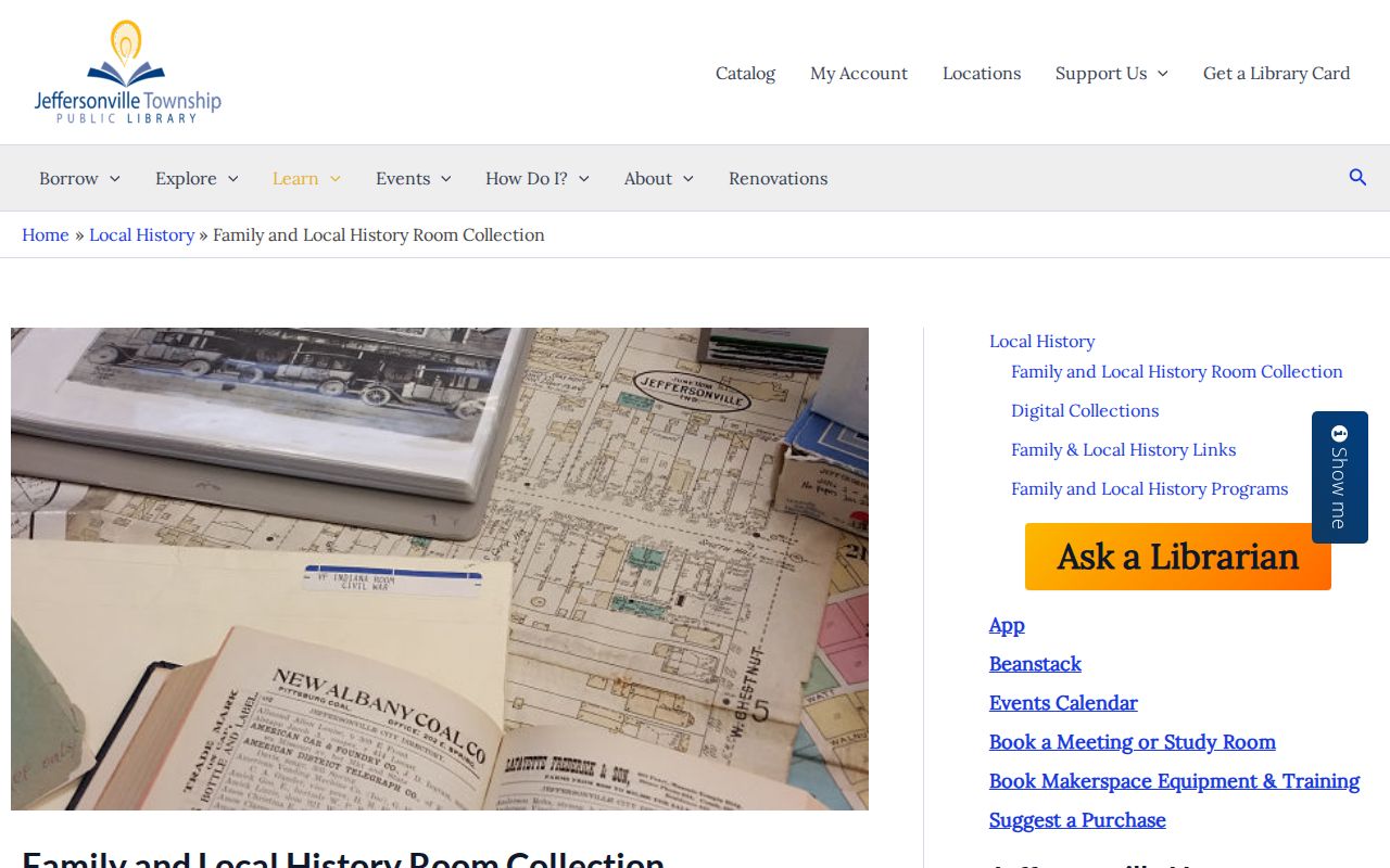 Jeffersonville Township Public Library Indiana Room holdings for Clarksville research
