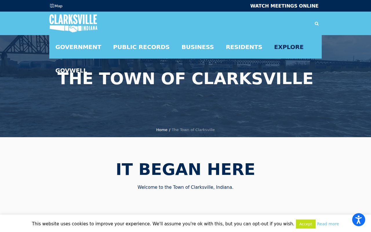 Town of Clarksville history page describing local history and record loss