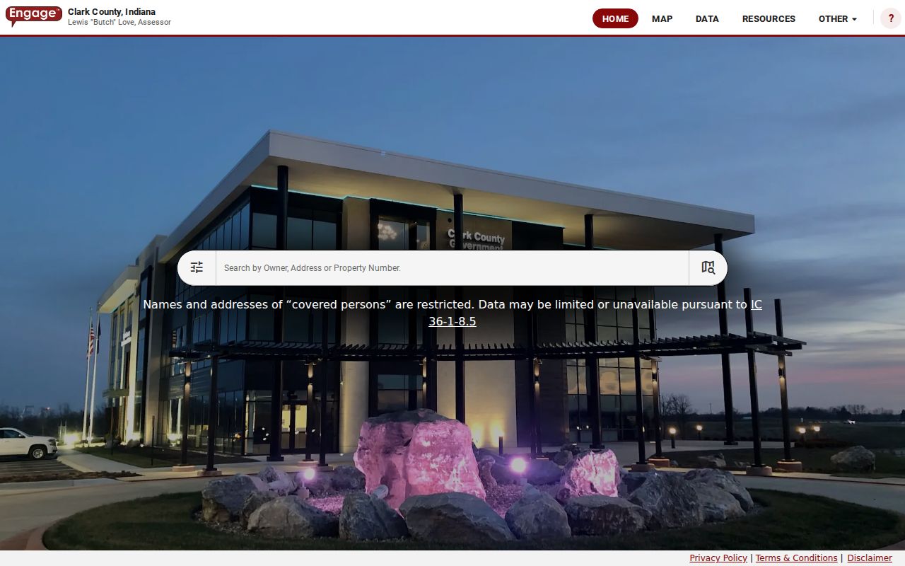 Clark County XSoft property search used for Clarksville parcels