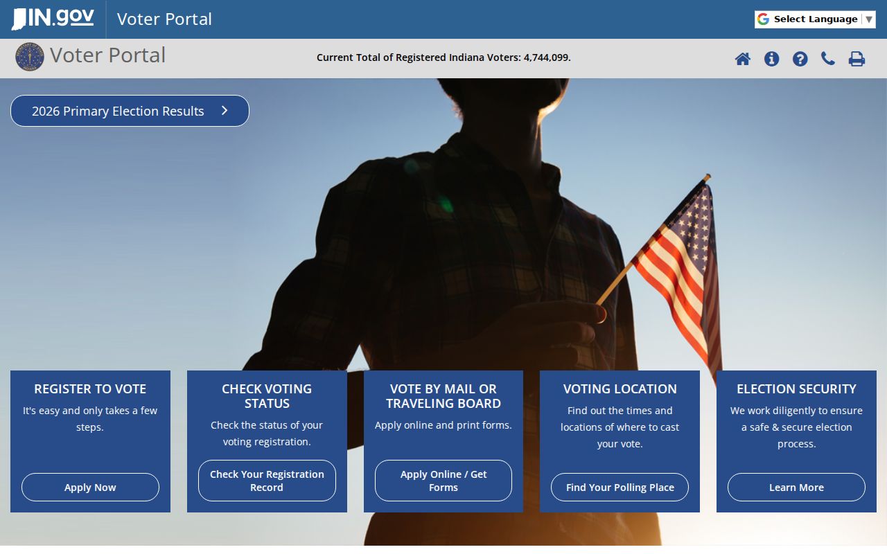 Indiana Voters official lookup for Clarksville registration information