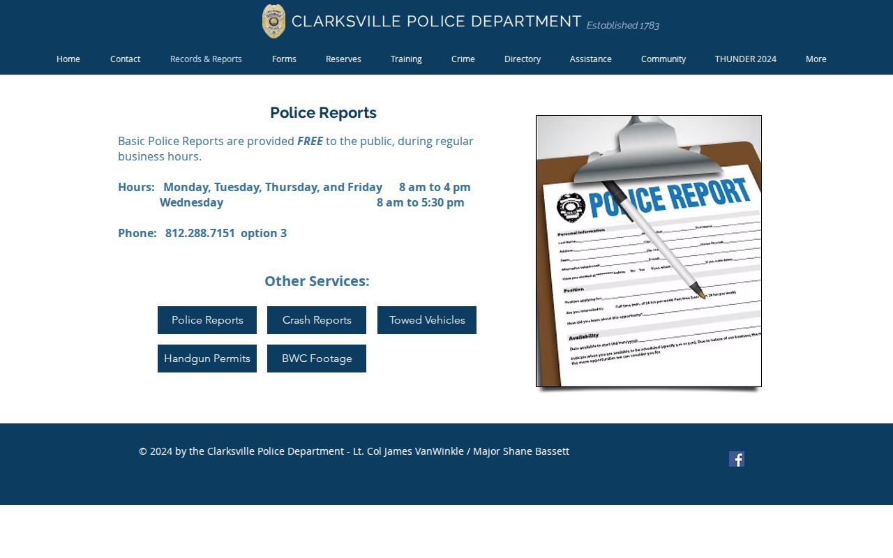 Clarksville Police official record-copy information for neighborhood incidents