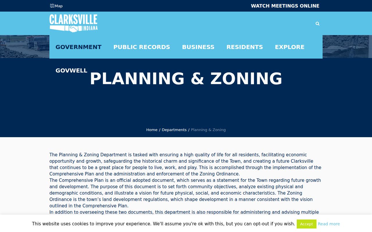 Clarksville Planning and Zoning page used for block research