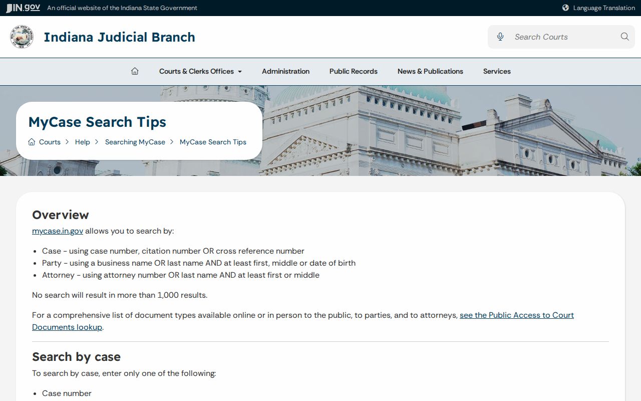 Clarksville resident lookup with Indiana MyCase search tips