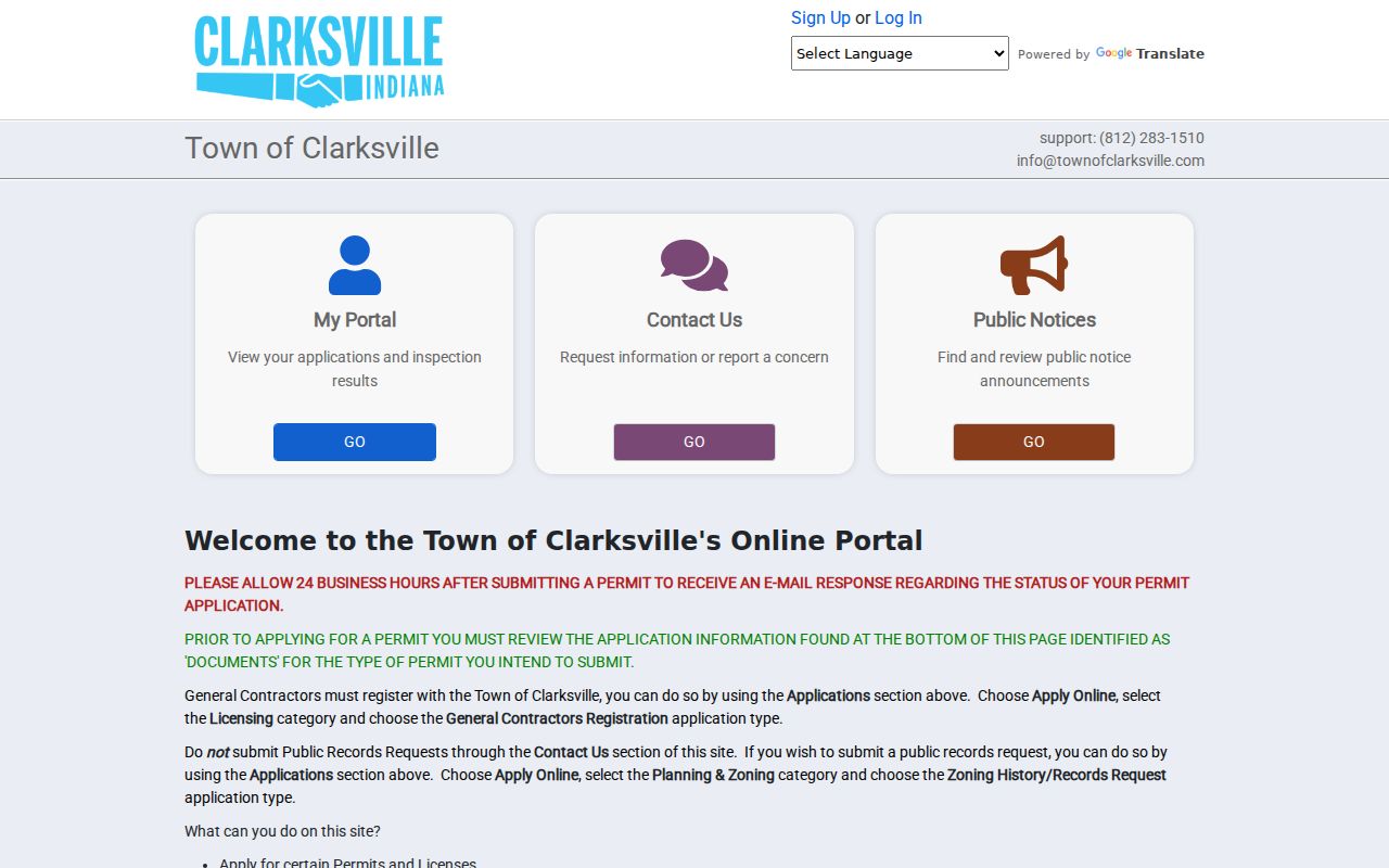 Clarksville SmartGov permit and inspection public portal